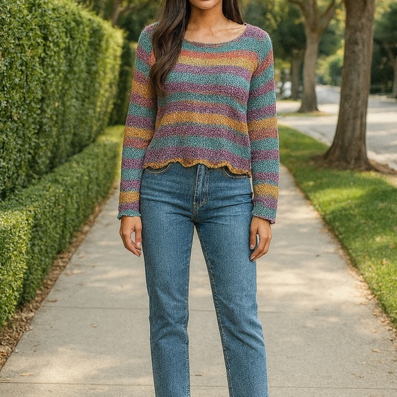 Hem & Thread Colorful Knit Top - Picture 1 of 5